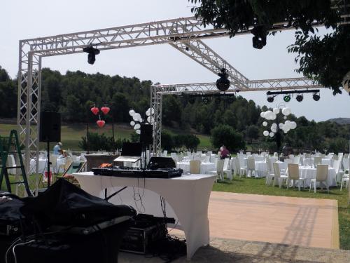 Open Air Disco mit Tanzboden für eine Hochzeit auf Mallorca