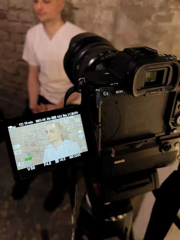 Dreharbeiten für eine Kurzfilmproduktion in Köln.