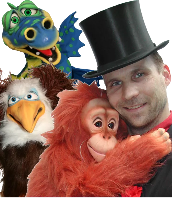Bild mit Vogel, Drache und zwei Affen ...